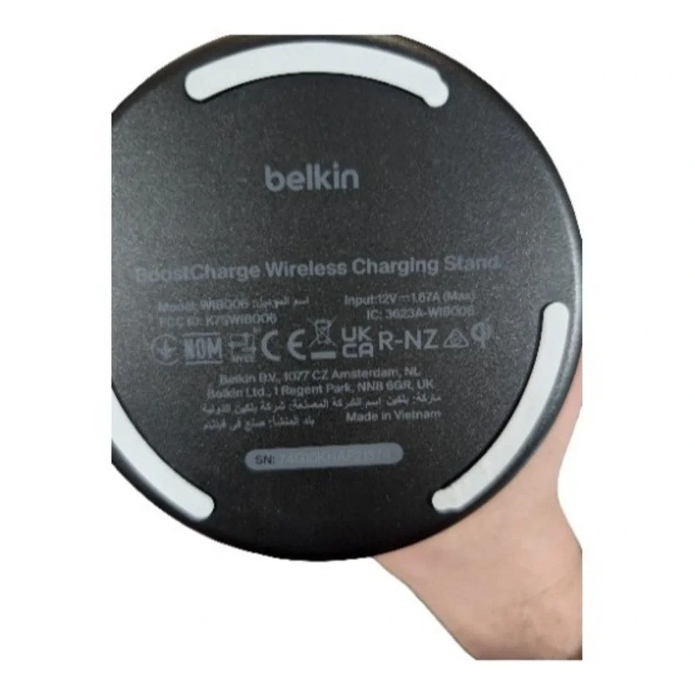 Pp3O Belkin Boostcharge 15W Qi Wireless Charge Stand, Black, W/ Cord & Block OB